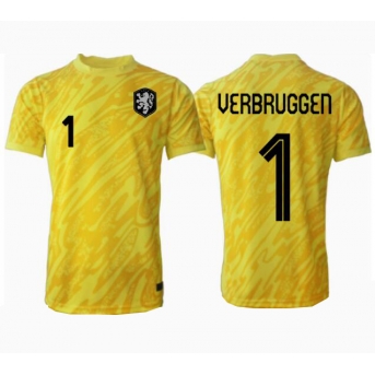 Paesi Bassi Bart Verbruggen #1 Portiere Maglia Gara Trasferta Repliche Europei 2024